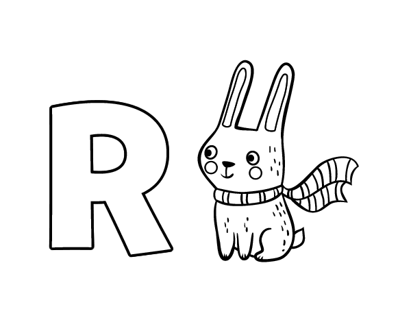 英文字母R-兔子填色图片